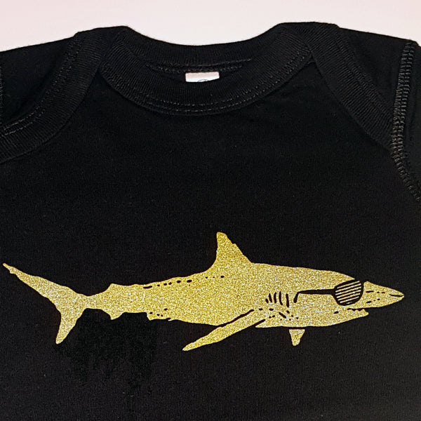 Hipster Shark Onesie - Gold