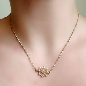 Brass Ship Wheel Necklace