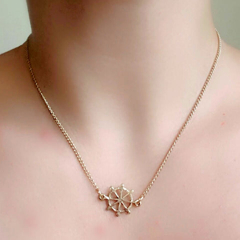 Brass Ship Wheel Necklace