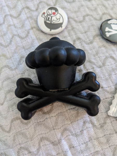 Assorted Buttons, Sticker, Scented Crossbones Figurine
