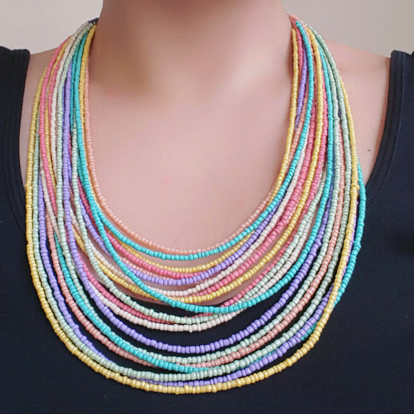 Multicolor Beaded Wire Necklace