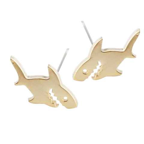 Shark Post Earrings - Gold or Silver