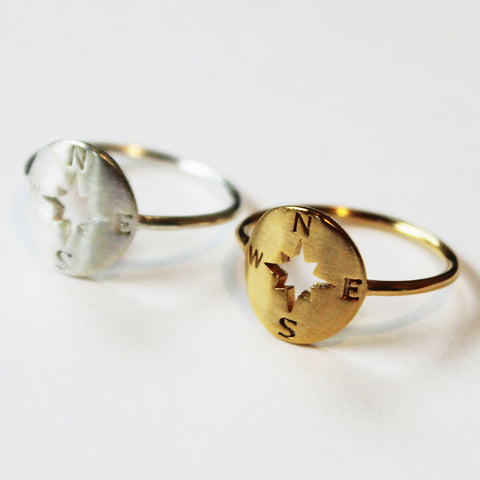 Compass Ring - Silver or Gold
