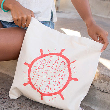 Beach Please Canvas Tote